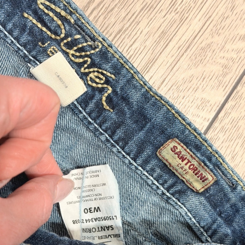 Silver Jeans Santorini Womens 30 Crop Capris Cropped Denim Pants Faded Blue Wash - Picture 3 of 5